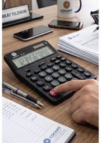 Resim Hesap Makinesi Siyah 14x19 Cm 1 Adet Cockpıt Ck-662 12 Haneli Büyük Boy Hafızalı Ofis Büro Masaüstü Hesap Makinası 