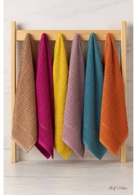 Resim 6 Lı El Yüz Renkli Havlu Seti %100 Pamuklu 50x90 Cm Velora Koleksiyon Turuncu 