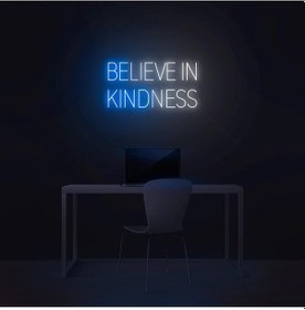 Resim Twins Led Believe In Kindness Yazılı Neon Tabela Mavi Model:model:36033366 Mavi 