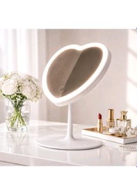 Resim Kalpli Led Işıklı Makyaj Aynası Beyaz 