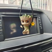 Resim 1 adet Groot Araba Süsü Mini Çiçek Saksısı Aromaterapi Kutusu Oyuncak Sevimli Eylem Groot Noel Araba Dekorasyon Oyuncak Gif 
