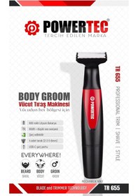 Resim Powertec Tr-655 Vücut Tıraş Makinesi Body Groom Çift Bıçak - Sıfıra Yakın Kesim 3-4 Saat 