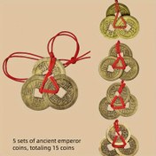 Resim 5 Set/15 Adet Vintage Geleneksel Çin Şanslı Paralar Seti Kırmızı İple - Antika Pirinç Feng Shui Dekoratif Asma Süsler Ev Ofis Dekorasyonu, Yeni Yıl Kutlaması, Tema Partisi ve Hediye Verme İçin 