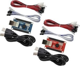 Resim SJ@JX Arcade Game 2 Player USB Encoder Code Board LED Power Light Zero Delay Gamepad Controller DIY Kit 13x Button Cable 4x Joystick Cable for Retro Pie PC MAME Raspberry Pi 
