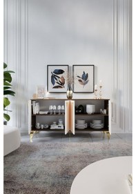 Resim DUBAİ KONSOL MDF MEBRAN KAPAK CEVİZ KREM GOLD 