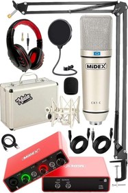 Resim yenibagshop Special Paket-2 Stüdyo Ekipmanları GLX-700RD Ses Kartı CX1 Mikrofon Kulaklık Stand 