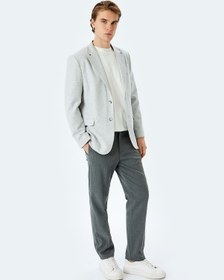 Resim Koton Slim Fit Pamuk Karışımlı Cep Detaylı Mono Yaka Blazer Ceket Gri 5sam50004hk Gri 