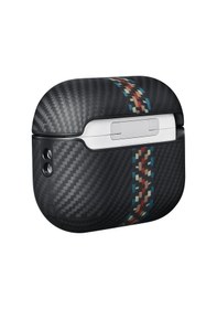 Resim Apple Uyumlu AirPods Pro 2 Kılıf Magsafe Özellikli 600d Aramid Fiber Pitaka Orchestra Serisi Rhapsody Siyah-mavi 