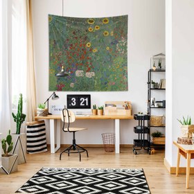 Resim Farm Garden with Sunflowers Duvar Örtüsü - 90 cm x 90 cm 