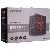 Resim EVEREST EPS-600A, Peak 600W, 12cm Fan, ATX, Aktif PFC, GAMING Power Supply (PSU) 