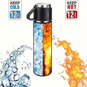 Resim Paslanmaz Çelik Vakumlu Termos Seti - 16.9oz İzoleli Seyahat Bardağı Kapaklı, İçecekleri Saatlerce Sıcak veya Soğuk Tutar, Açık Hava Aktiviteleri & Ofis Kullanımı için Mükemmel, Su Şişeleri, Boş Zamanlar 