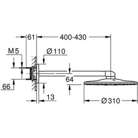 Resim Grohe Rainshower Smartactive 310 Tepe Duşu Seti 430 Mm, 2 Akışlı, Krom-beyaz-26475ls0 Krom 