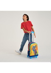 Resim Coral High Kids Fosforlu Sarı Saks Motorsiklet Desenli Çekçekli 3'lü Çanta Seti Set0123942 