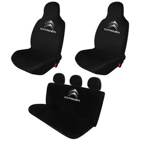 Resim Citroen Nemo Penye Oto Koltuk Kılıfı - Marka Logo Baskılı - Siyah 