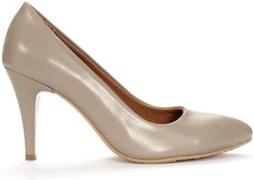 Resim Kadın Bej İnce Topuklu Deri Stiletto 