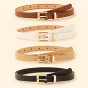 Resim 2/3/4 Adet Kadın İnce Bel Kemeri - Kare Tokalı Siyah, Beyaz ve Metalik Altın Renkli Kemer – Elbiseler, Pantolonlar, Gömlekler İçin – Günlük Kullanım, Düğünler, Partiler ve Şık Görünümler için Çok Yönlü 