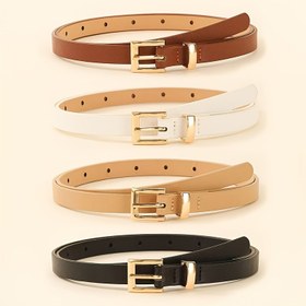 Resim 2/3/4 Adet Kadın İnce Bel Kemeri - Kare Tokalı Siyah, Beyaz ve Metalik Altın Renkli Kemer – Elbiseler, Pantolonlar, Gömlekler İçin – Günlük Kullanım, Düğünler, Partiler ve Şık Görünümler için Çok Yönlü 