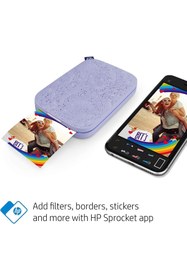 Resim HP Sprocket Taşınabilir 2x3 " Anında Fotoğraf Yazıcısı (leylak) Ios Ve Android 