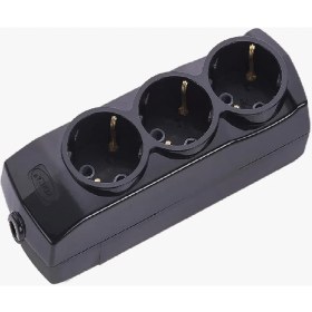 Resim Konza Üçlü Topraklı Klemensli Grup Priz Siyah 