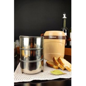 Resim Digithome Paslanmaz Çelik Hazneli Yemek Termosu Bej 1,2 lt 3'lü 