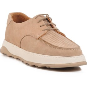 Resim AYAKMOD Premium 8212 M Bej Nubuk Hakiki Deri Erkek Sneaker 