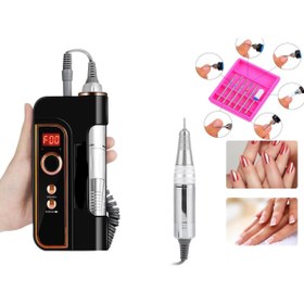 Resim SİNKA Manikür Pedikür Freze Cihazı Elde Taşınabilir Şarjlı 35000Rpm 200V SİYAH 