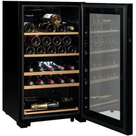 Resim La Sommeliere Service Solo Şarap Dolabı 32 Şişe Kapasiteli Kayın Ağacı Raflarla Modern Tasarım 