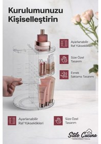 Resim 360 Derece Dönebilen Makyaj Organizeri Şeffaf Şeffaf 