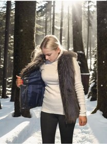 Resim Kadın Kolsuz Fermuarlı Yelek - Siyah Siyah 