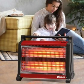 Resim Vesus Şömine Tipi Elektrikli Isıtıcı 1800W Quattro 4x4 Quartz Isıtma 