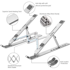 Resim Fuchsia Laptop Için Ayarlanabilir Alüminyum Katlanabilir Taşınabilir Dizüstü Bilgisayar Tablet Sehpası 