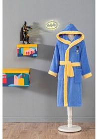 Resim Özdilek Batman Gotham City Lisanslı Kapüşonlu Çocuk Bornozu 7/8 Yaş Mavi 