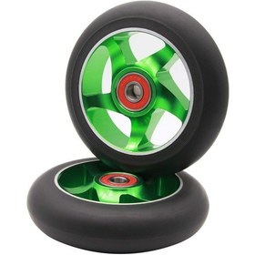 Resim 2pcs Yedek 100mm Pro Scooter Tekerlekleri Mgp/jilet/şanslı/envy Pro Scooter Yeşil İçin Abec 9 Yatakları 