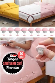 Resim Munico 8 Adet Yorgan Battaniye Klipsi ve Düğme Seti Yatak Odası Düzenlemelerinizde Şıklık ve Pratiklik İğne 