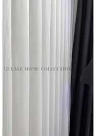 Resim Çizgili Tül Perde Sık Pile 1/3 Gramajlı Kırışma Yapmaz Ekru 