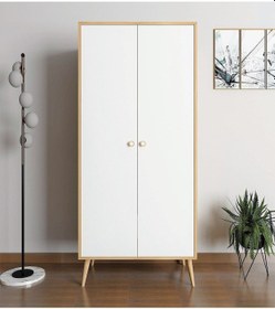 Resim Floradesign Milano Gardırop /elbise Dolabı Iki Kapaklı Dolap Beyaz/meşe 