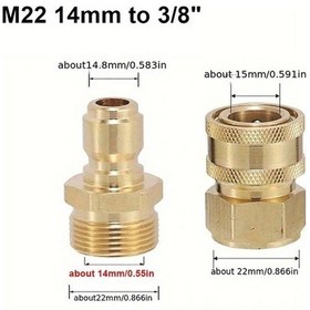 Resim Fochsia 1 Set M22 14mm 3 8 Ağır Hizmet Pirinç Hızlı Bağlantı Seti Yüksek Basınç Hortum Kelepçesi 15mm Dişli Sızdırmaz 