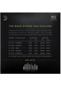 Resim D'addario Bass Nyxl Long 5 Telli Bas Gitar Teli 45-125 
