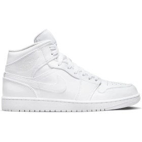 Resim Nike Air Jordan 1 Mid Erkek Sneaker Hakiki Deri Bilekli Spor Ayakkabı Beyaz 