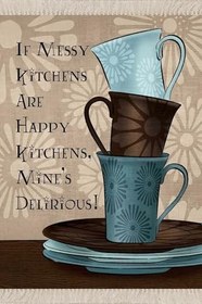 Resim Pelangi Çaydanlık Fincan Desenli Dijital Baskılı Kaymaz Taban Yıkanabilir Leke Tutmaz Mutfak Halısı, Sütlü Kahverengi 80 x 300 