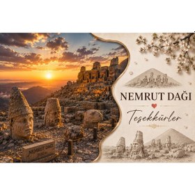 Resim Nemrut Dağı Temalı Teşekkür Kartı 200 Gr Mat Fotoğraf Kağıdı Ultra Gerçekçi Baskı Hediyelik Paket Ve Sipariş Teşekkür Kartı 