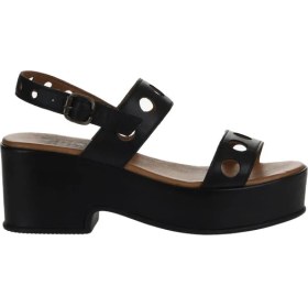 Resim Bueno Shoes Siyah Khv Deri Kadın Dolgu Topuklu Sandalet 01WU8105 01WU8105 