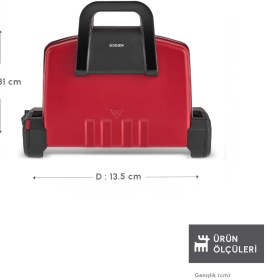 Resim Allians Pratik ve Şık 4 Dilim Tost Makinesi, Matte Kırmızı, 1800 W 