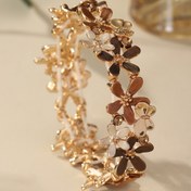Resim CRING COCO Kadınlar için Boho Kahverengi Çiçekli Bilezik - Beyaz ve Kahverengi Çiçek Desenli Altın Tonlu Bohem Takı, Yaz Tatili & Anneler Günü Hediyesi, Günlük Kıyafetler İçin Dayanıklı Moda Aksesuar 