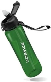 Resim Uzspace 850ml Pipetli Ölçü Skalalı Şeffaf Gövde Tritan Su Matarası (Yeşil) 
