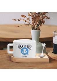 Resim Bk Gift Kişiye Özel İsimli Doktor Tasarımlı-3, Ahşap Altlıklı Seramik Fincan, Meslek Hediyesi, Yeni İş Hediyesi Kobitmeyen137932 Bk Gift 