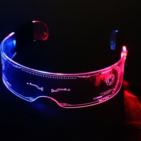 Resim 1PC LED Gözlük Punk Tarzı Işıklı Gözlük Fantastik 7 Renkler ile 