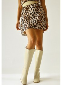 Resim Miami Bej Kırışık Rugan Küt Burunlu Çizme 001 