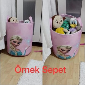 Resim Renkli Gökkuşağı Elsa ve Anna Bebek Çocuk Odası Oyuncak Sepeti 