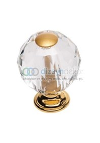 Resim Kristal Cam Düğme Kulp 20 Mm. Altın Lüx 